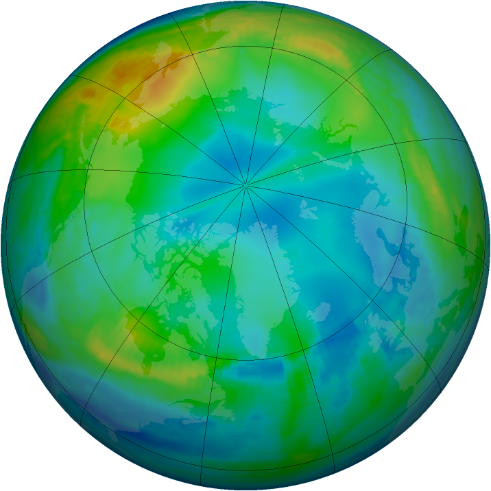 Arctic ozone map for 01 December 1991